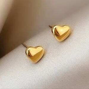 Gold Heart Stud Earrings